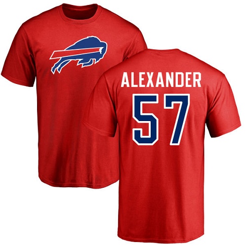Men NFL Buffalo Bills #57 Lorenzo Alexander Red Name and Number Logo T Shirt->nfl t-shirts->Sports Accessory